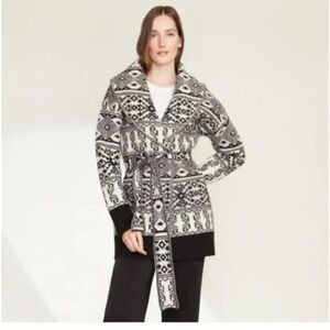 NWT Veronica Beard Carrington Wrap Sweater Coat Fair Isle Cardigan‎ L 100% Wool